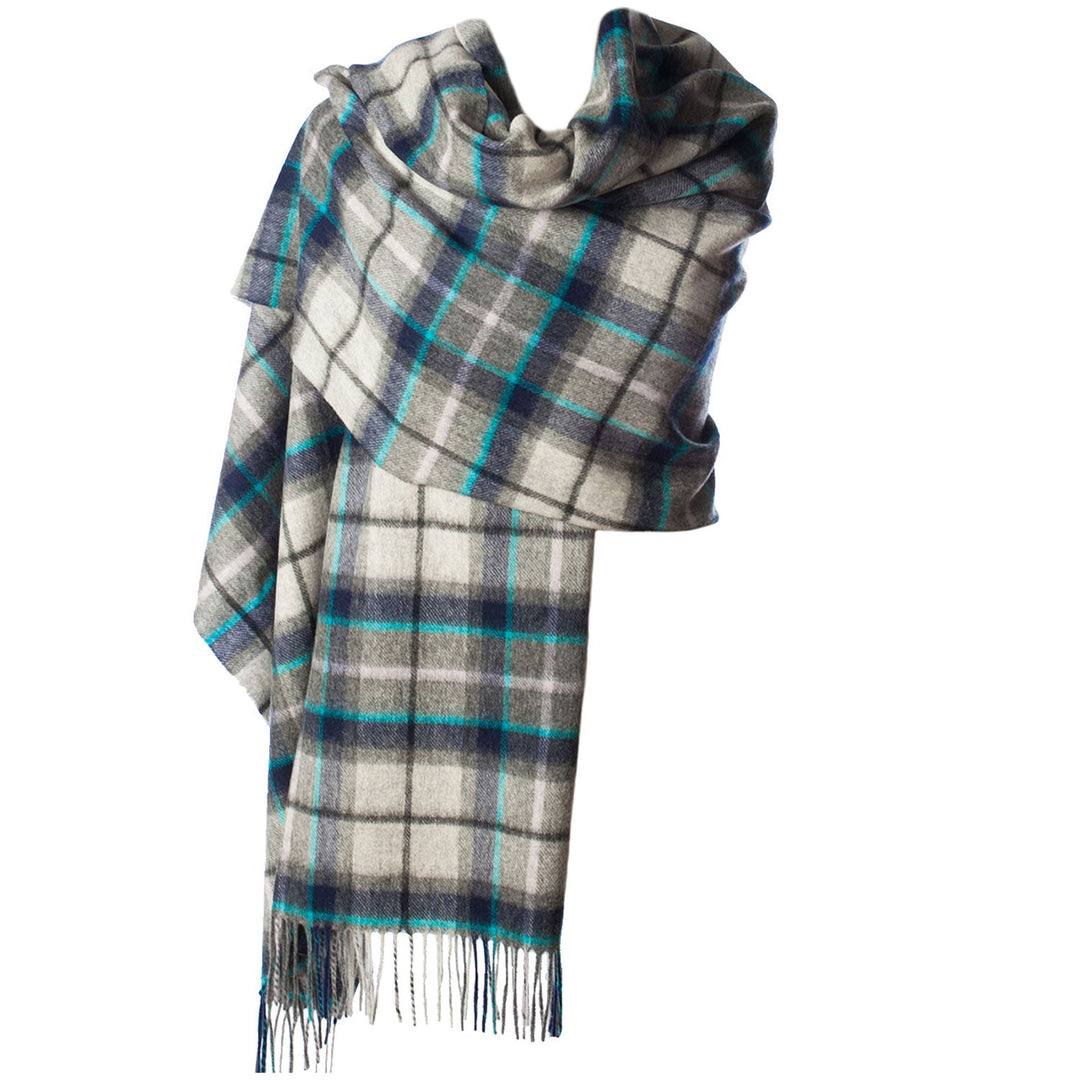 Edinburgh Lambswool Stole Tweed Tartan Dover/Grey Check - Dunedin Cashmere