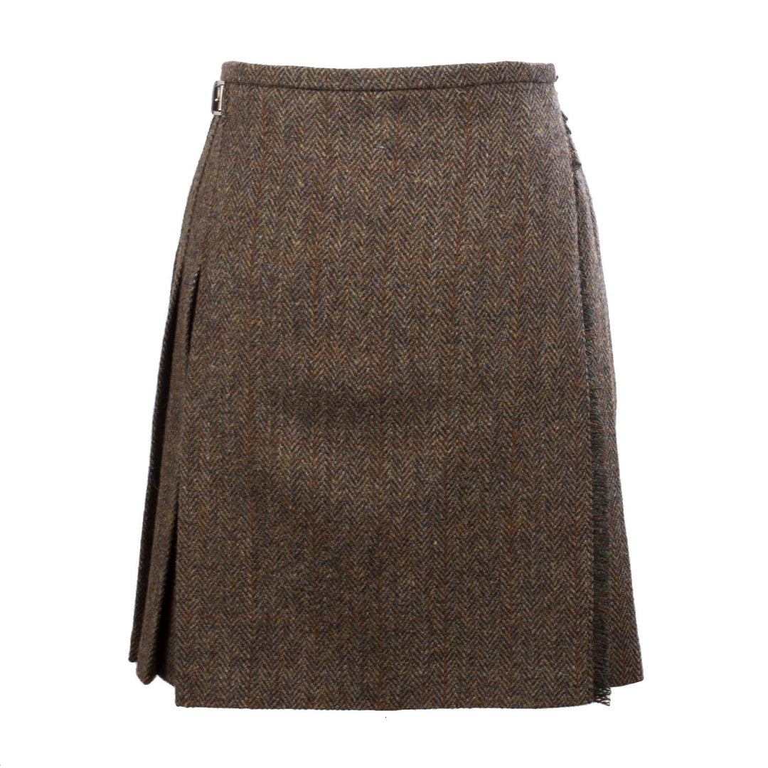 Harris Tweed Ladies Bronwyn Wool Skirt Brown - Dunedin Cashmere