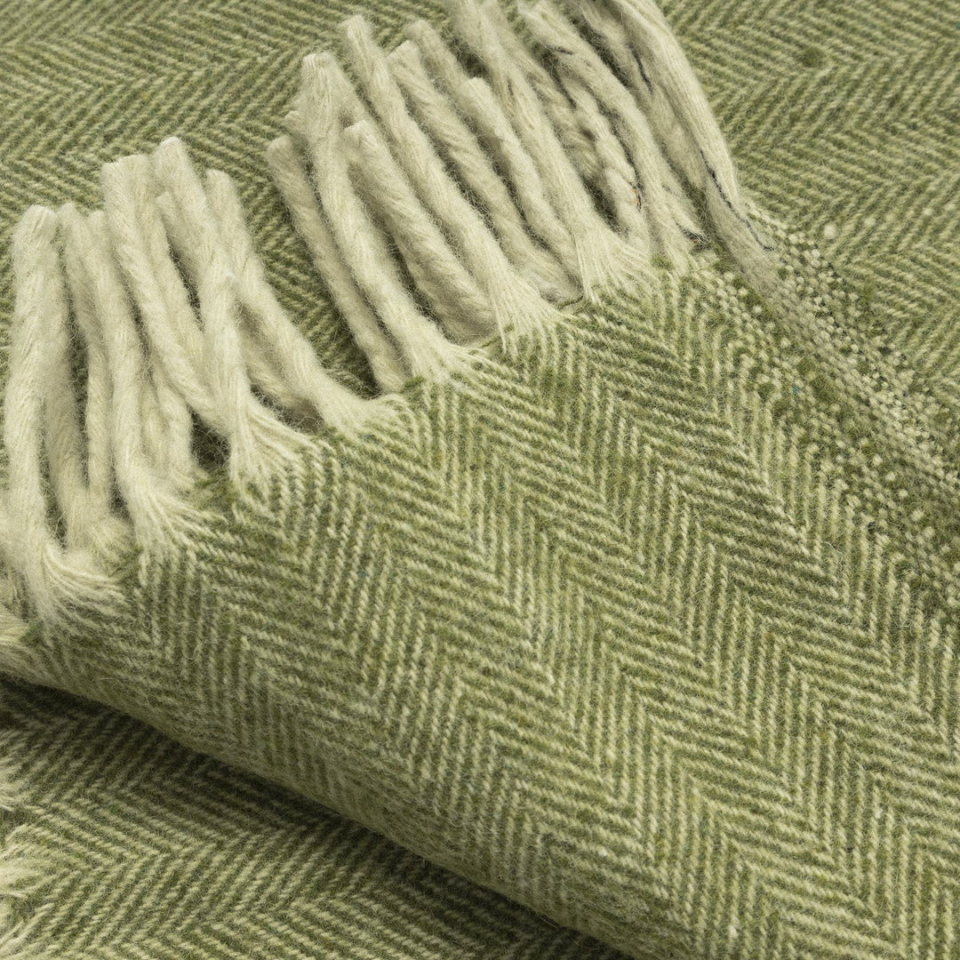 Herringbone Blanket Green - Dunedin Cashmere