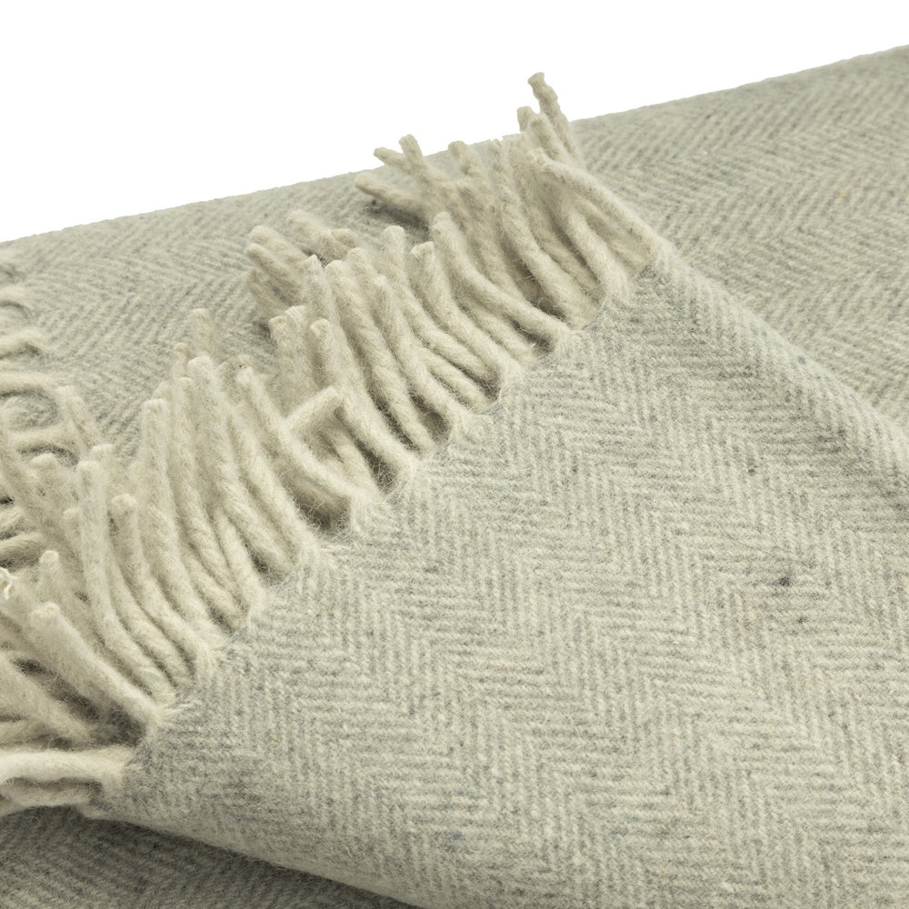 Herringbone Blanket Oyster Grey - Dunedin Cashmere