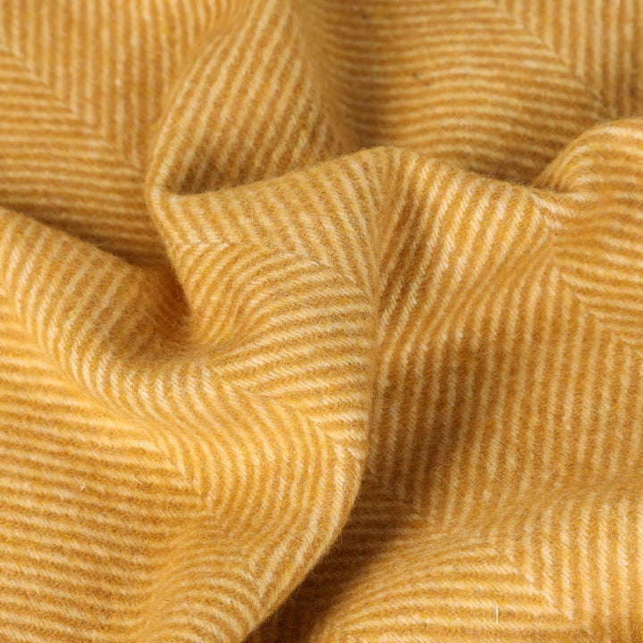 Herringbone Knee Blanket Mustard - Dunedin Cashmere
