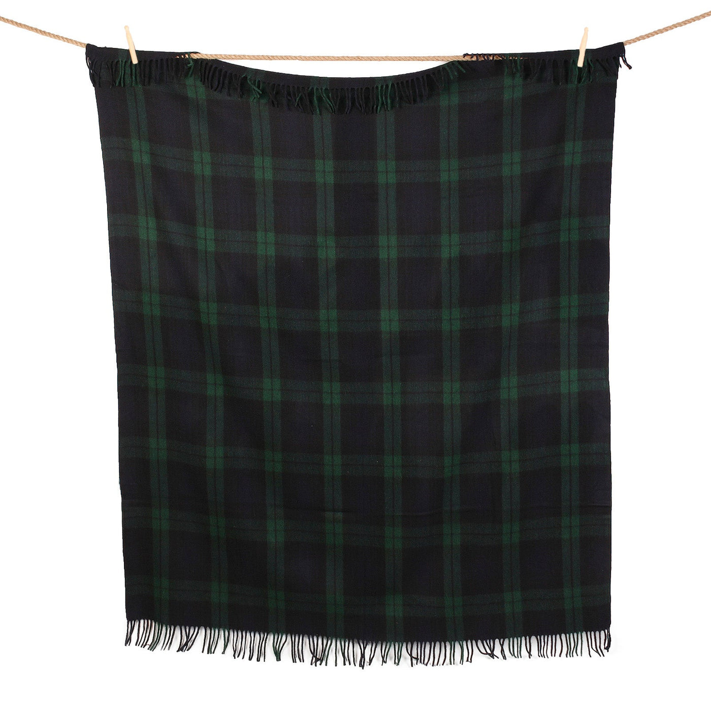 Highland Wool Blend Tartan Blanket / Throw Extra Warm Black Watch - Dunedin Cashmere