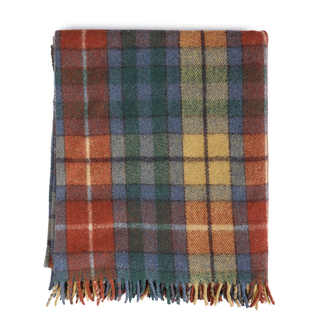 Highland Wool Blend Tartan Blanket / Throw Extra Warm Buchanan Ancient - Dunedin Cashmere