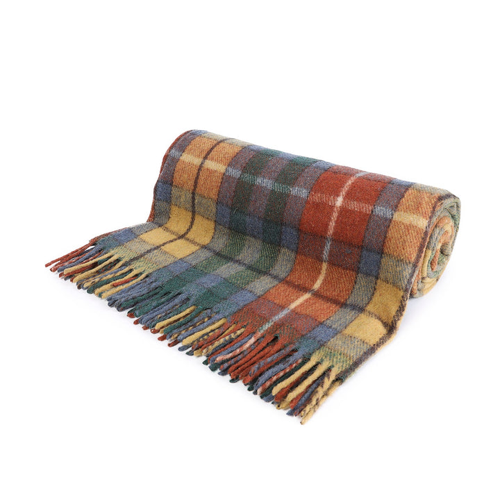 Highland Wool Blend Tartan Blanket / Throw Extra Warm Buchanan Ancient - Dunedin Cashmere