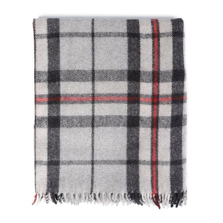 Highland Wool Blend Tartan Blanket / Throw Extra Warm Thomson Grey - Dunedin Cashmere