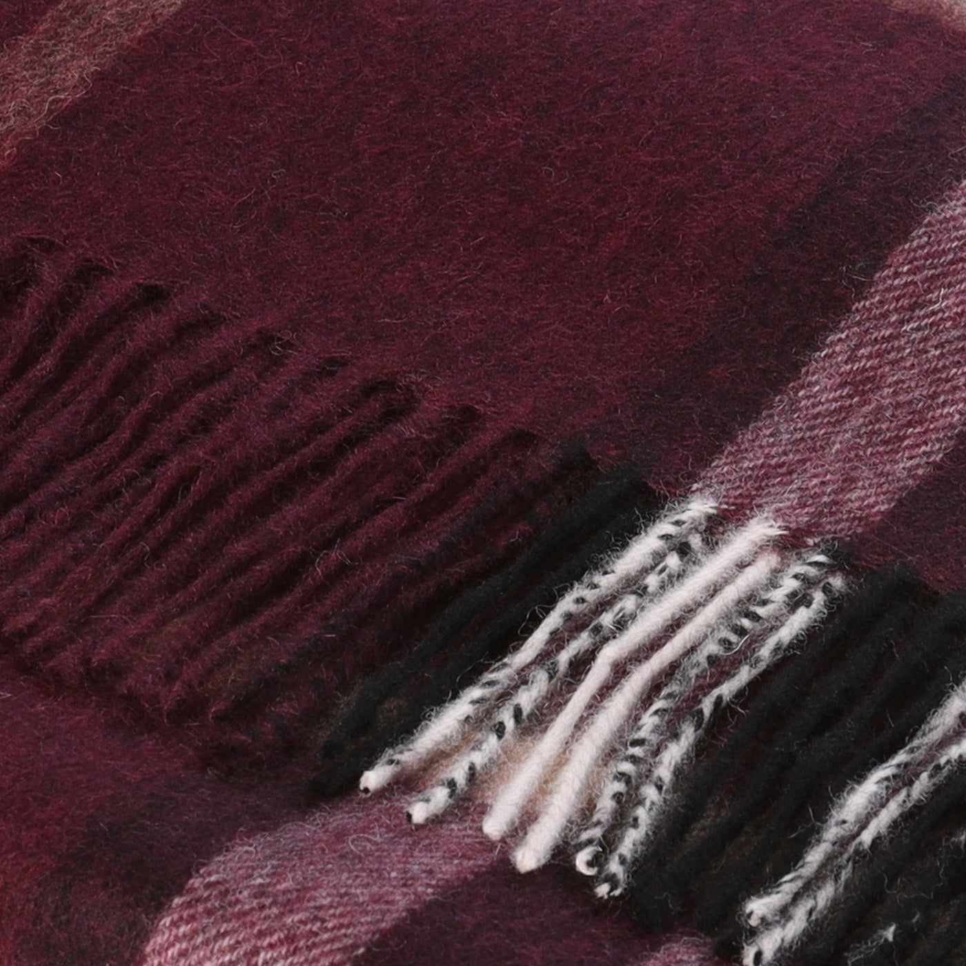 Hos 100% Lambswool Wide Scarf Enlarged Off Ctr Scotty Thom Cabernet - Dunedin Cashmere