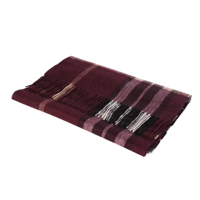 Hos 100% Lambswool Wide Scarf Enlarged Off Ctr Scotty Thom Cabernet - Dunedin Cashmere