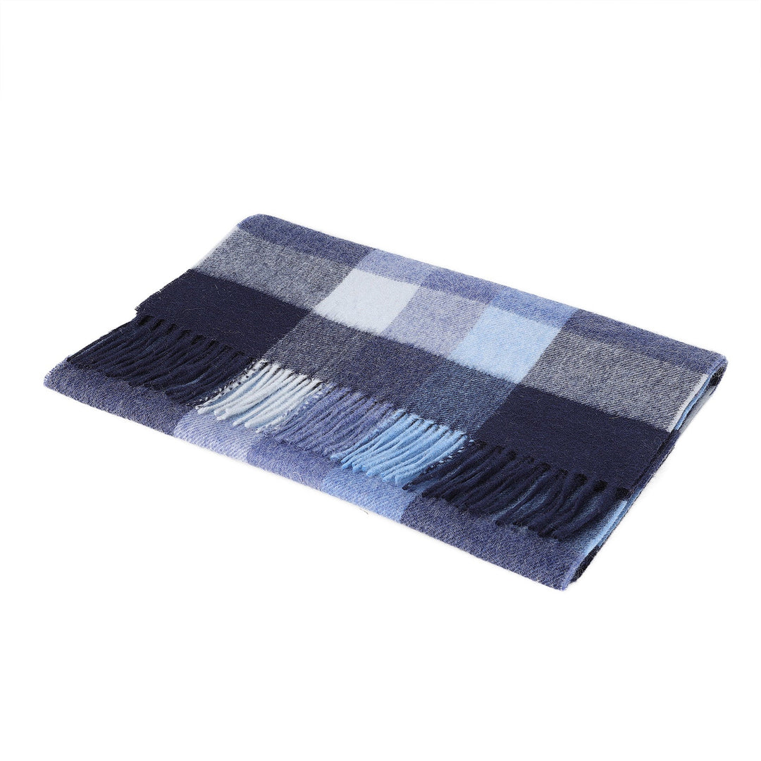 Hos 100% Lambswool Wide Scarf Galaxy Check Eclipse - Dunedin Cashmere