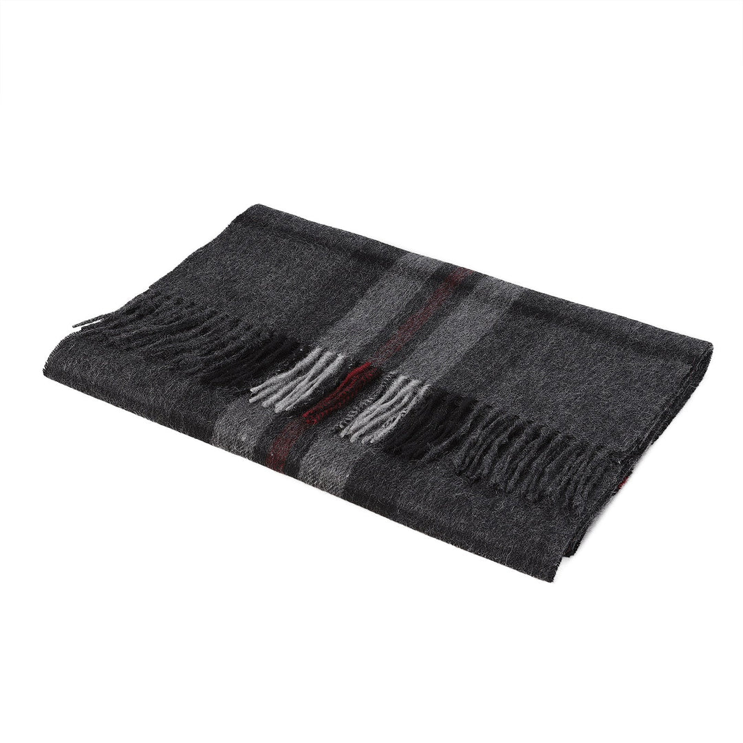 Hos 100% Lambswool Wide Scarf Thomson Charcoal - Dunedin Cashmere