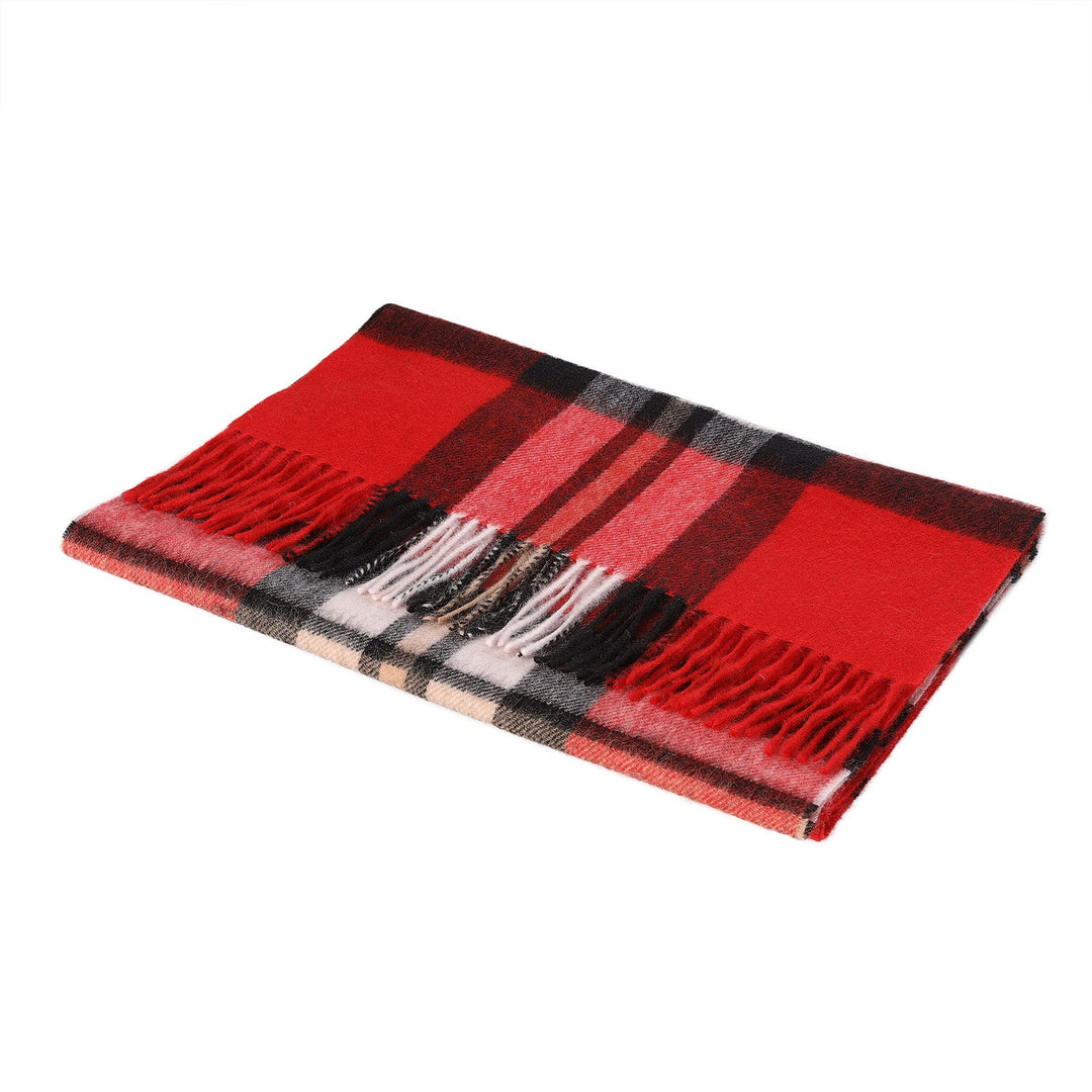 Hos 100% Lambswool Wide Scarf Thomson Red - Dunedin Cashmere