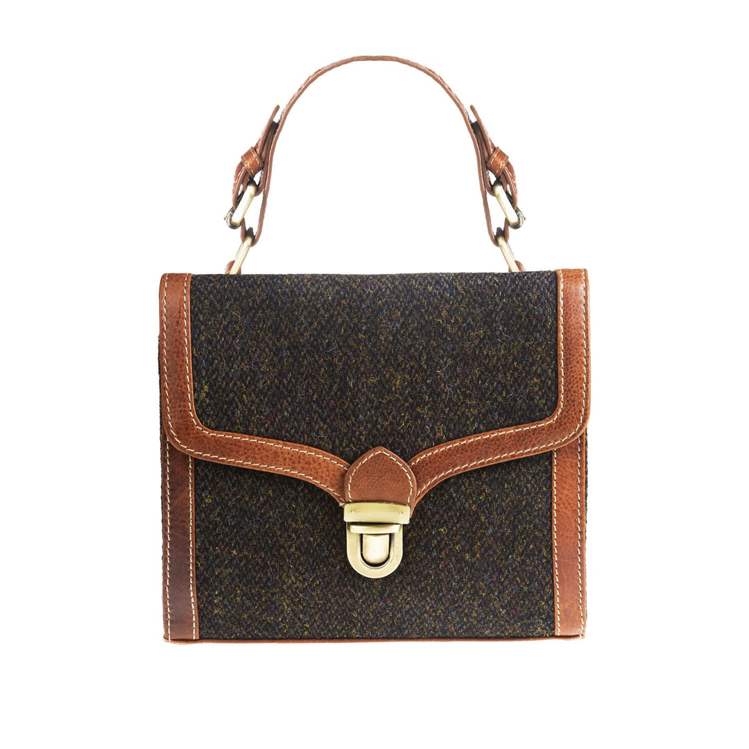 Ht Ladies Handbag Dark Brown Barleycorn / Tan - Dunedin Cashmere