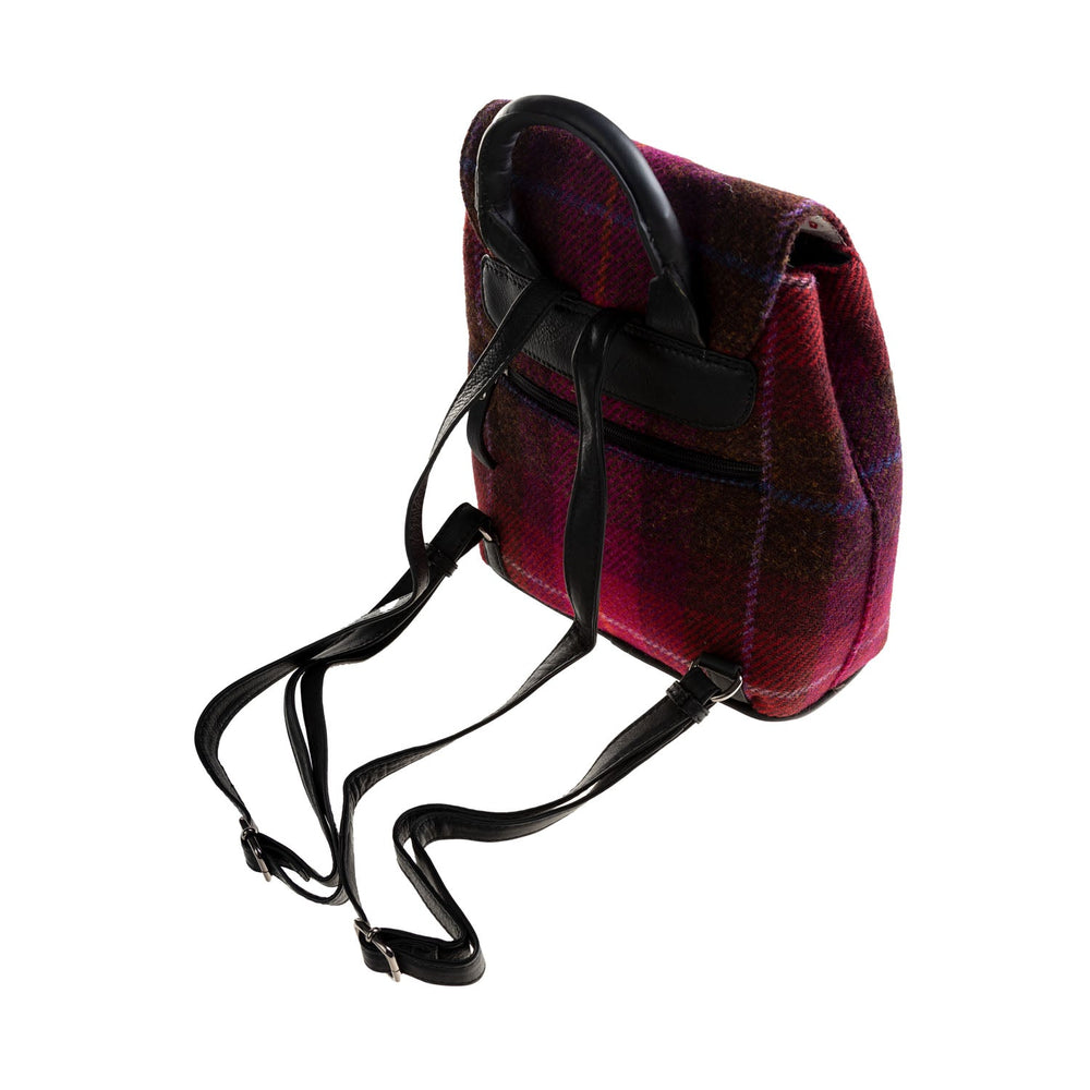 Ht Leather Flapover Backpack Cerise Check / Black - Dunedin Cashmere