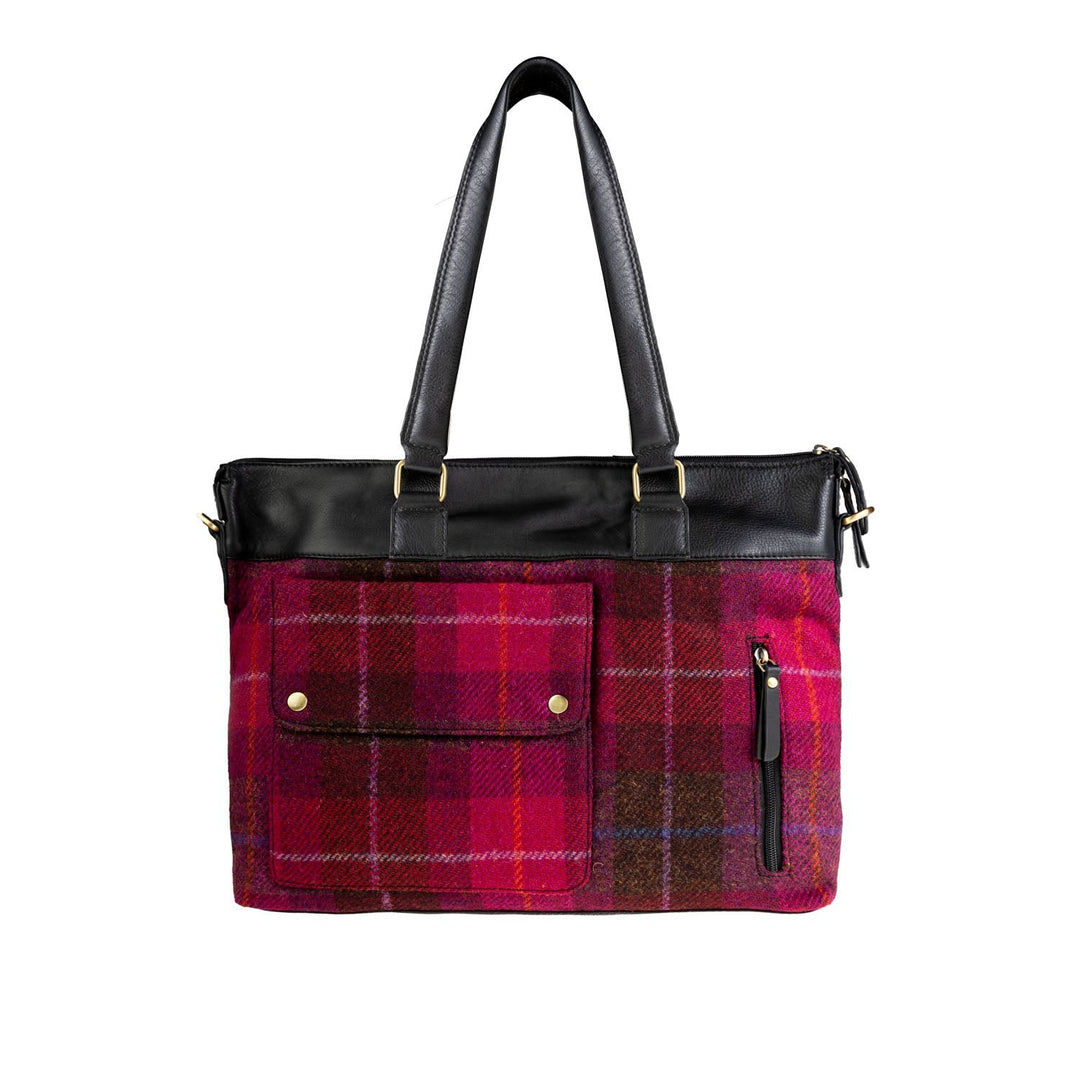 Ht Leather Ladies Hand Bag Cerise Check / Black - Dunedin Cashmere