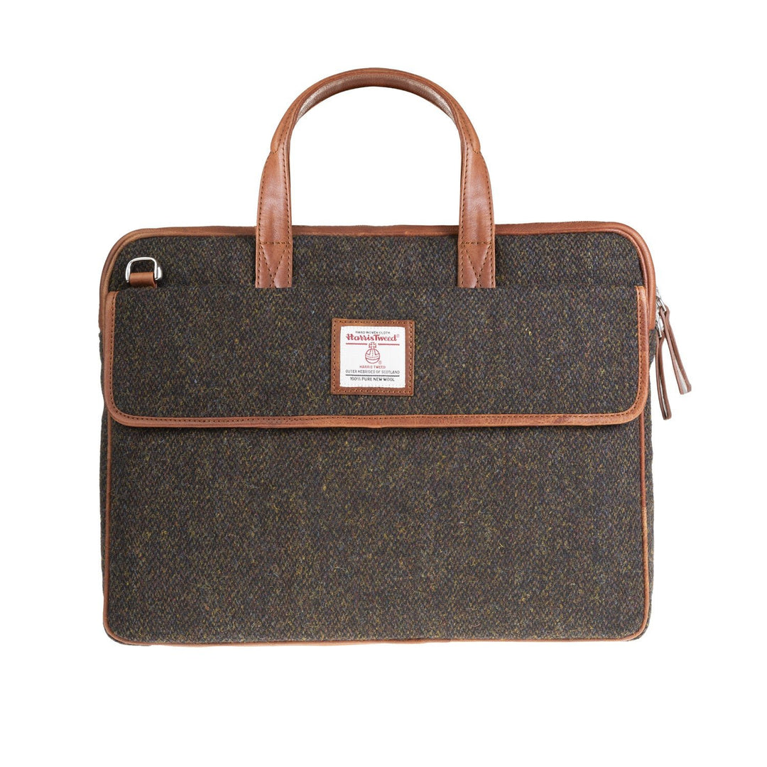 Ht Leather Laptop Bag Dark Brown Barleycorn / Tan - Dunedin Cashmere