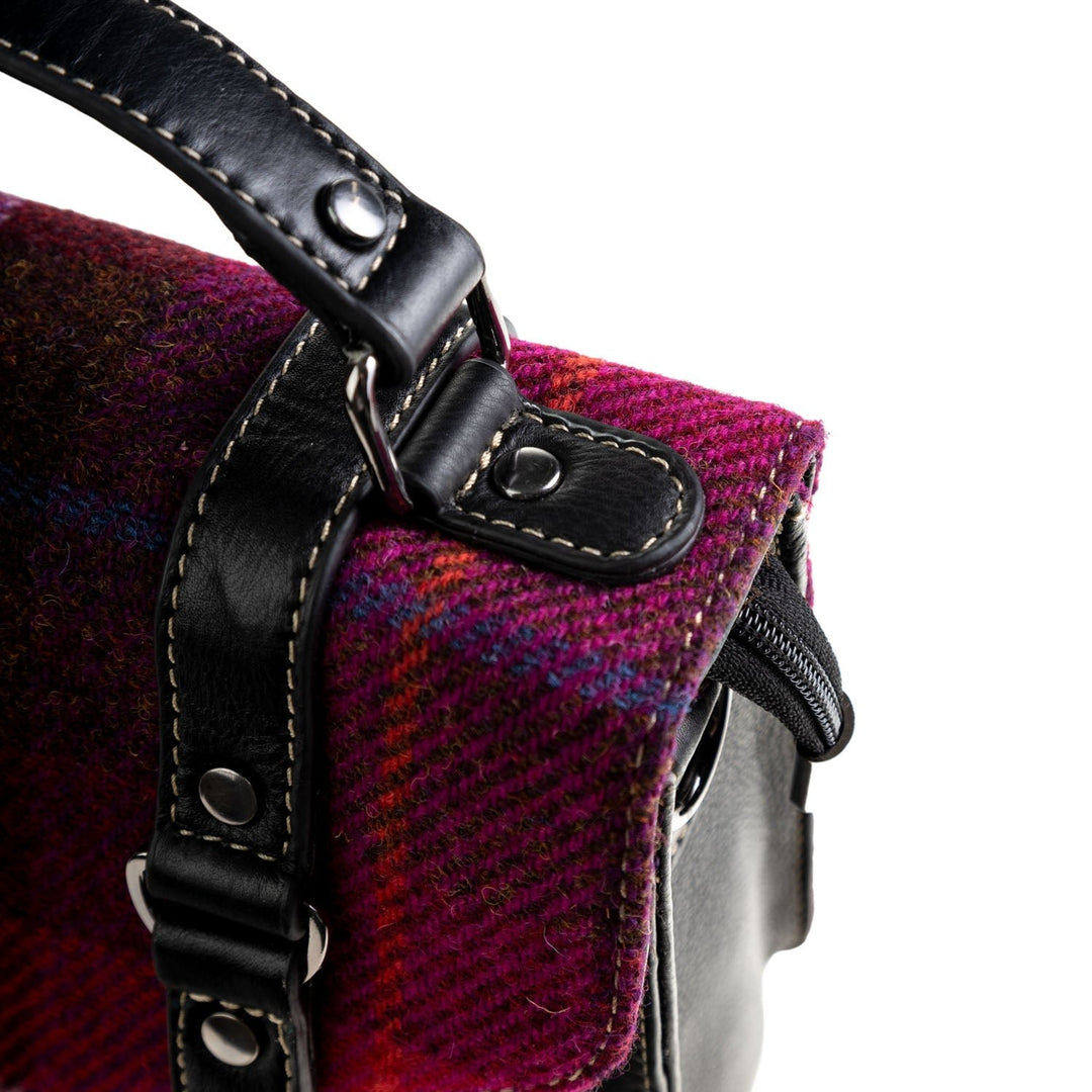 Ht Leather Satchel Bag Black Watch/Tan - Dunedin Cashmere