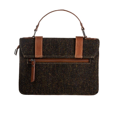 Ht Leather Satchel Bag Dark Brown Barleycorn / Tan - Dunedin Cashmere