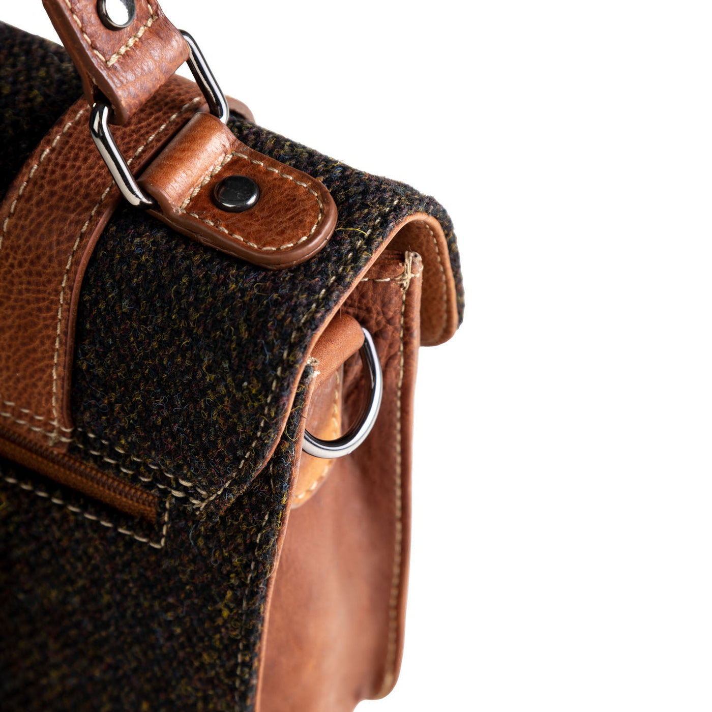 Ht Leather Satchel Bag Dark Brown Barleycorn / Tan - Dunedin Cashmere