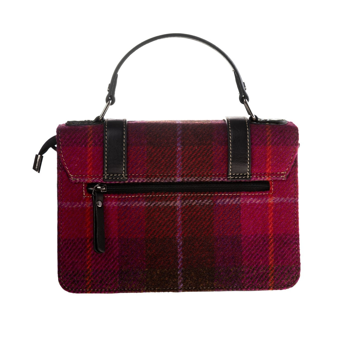 Ht Leather Satchel Bag Red Check / Red - Dunedin Cashmere