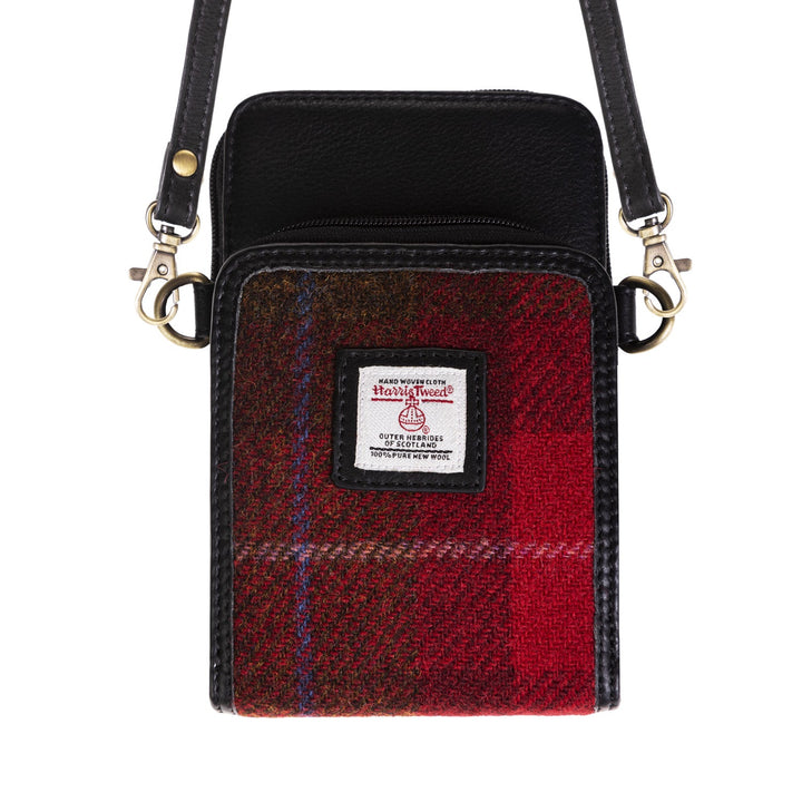 Ht Travel Cross Body Bag Red Check A / Black - Dunedin Cashmere