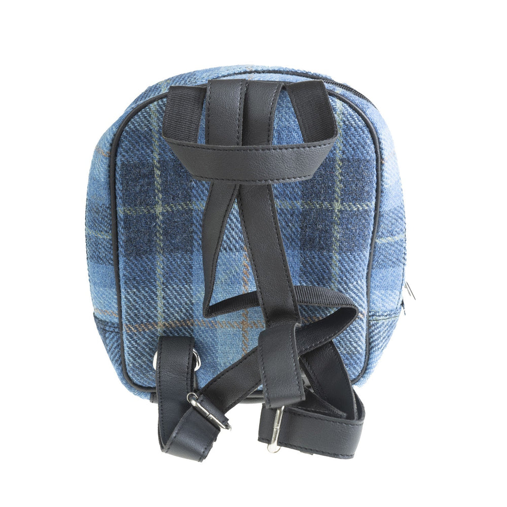 Ht Vegan Leather Small Backpack Blue Check / Black - Dunedin Cashmere
