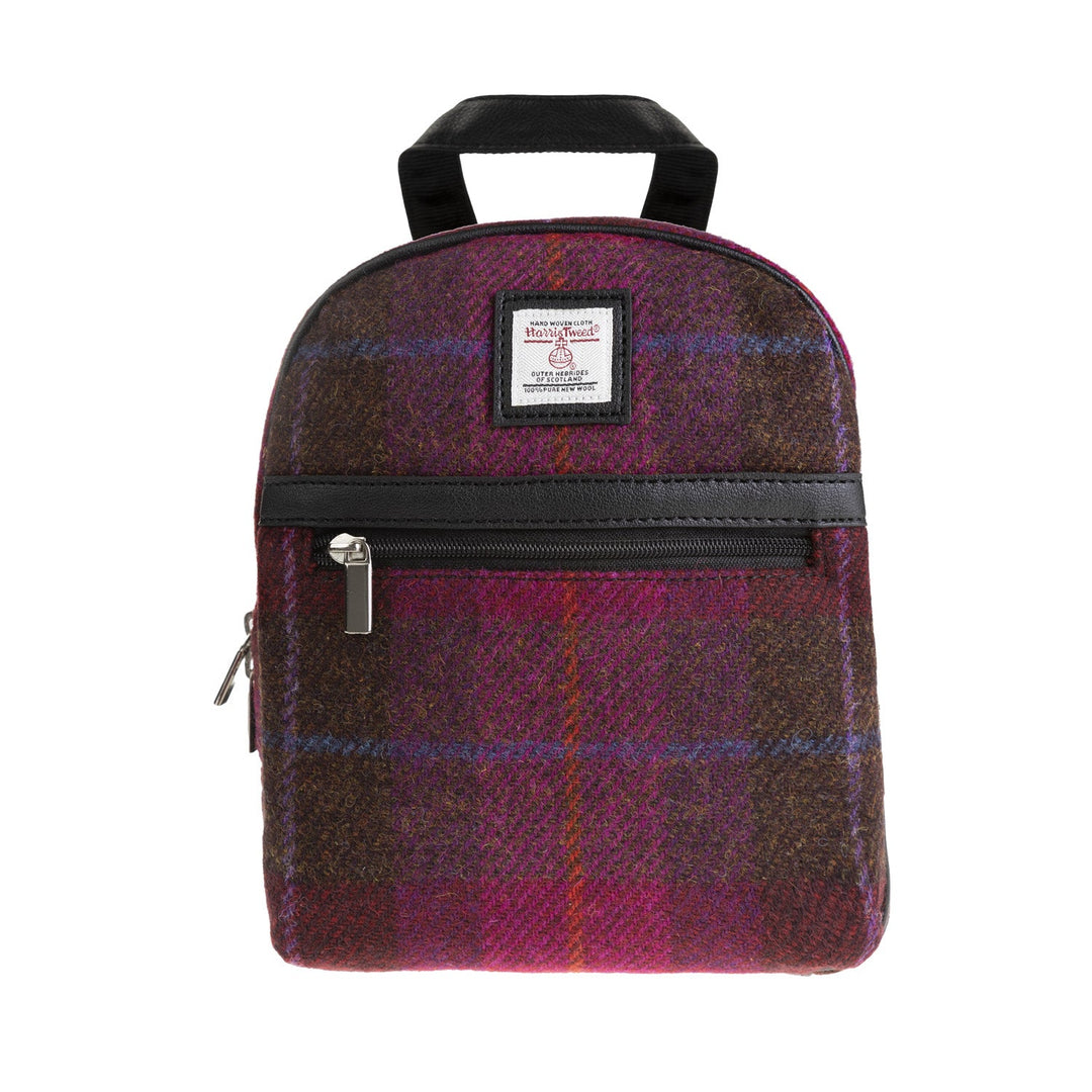 Ht Vegan Leather Small Backpack Cerise Check / Black - Dunedin Cashmere