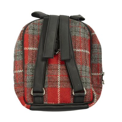Ht Vegan Leather Small Backpack Red Check / Black - Dunedin Cashmere