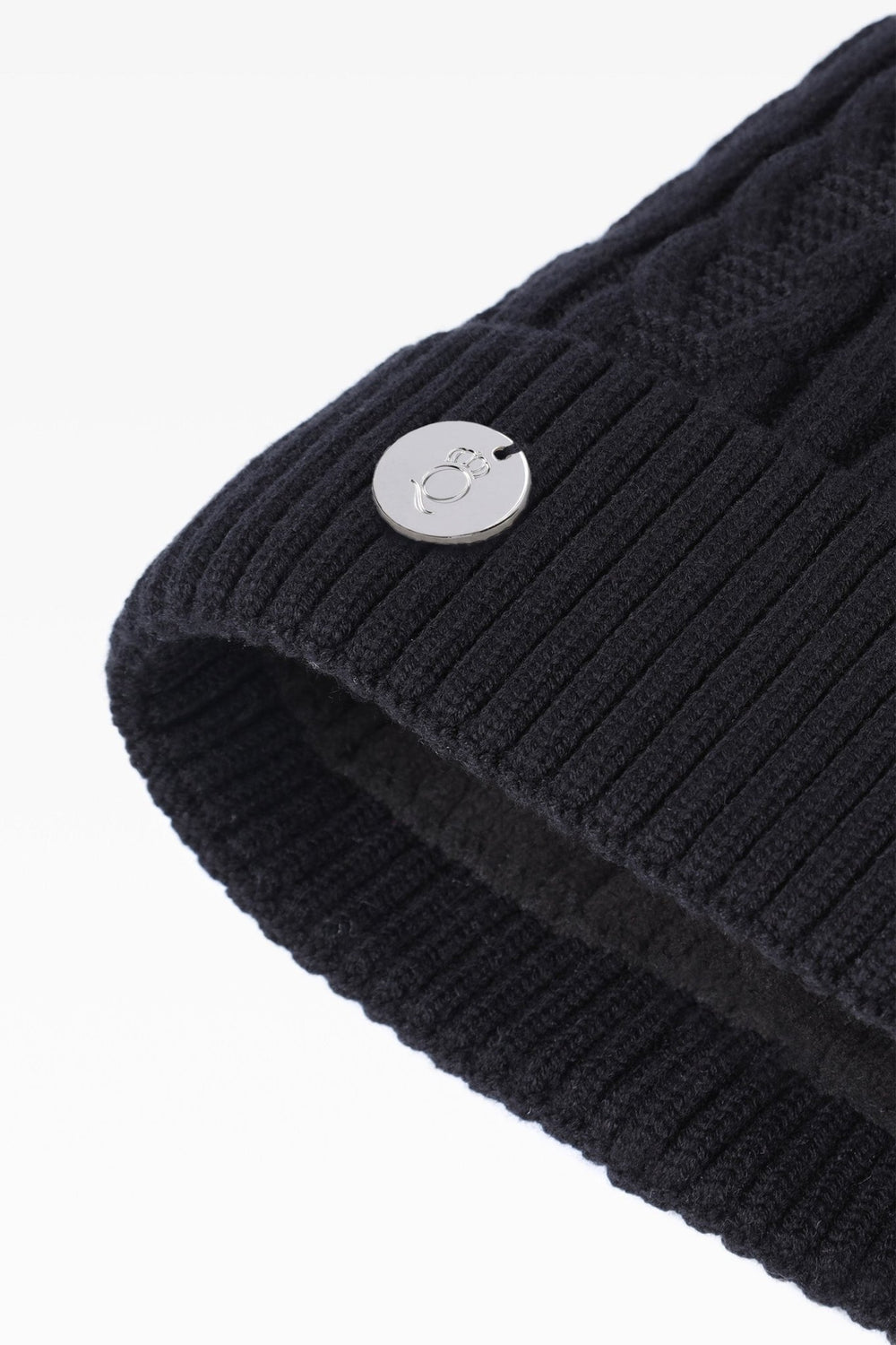 Jamie Cable Pom Pom Hat with Fleece Band - Real Fur - Dunedin Cashmere