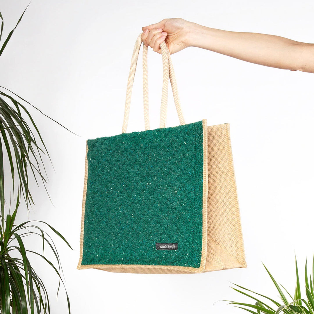 Knitted Wool Cashmere Panel Bag Green Garden - Dunedin Cashmere