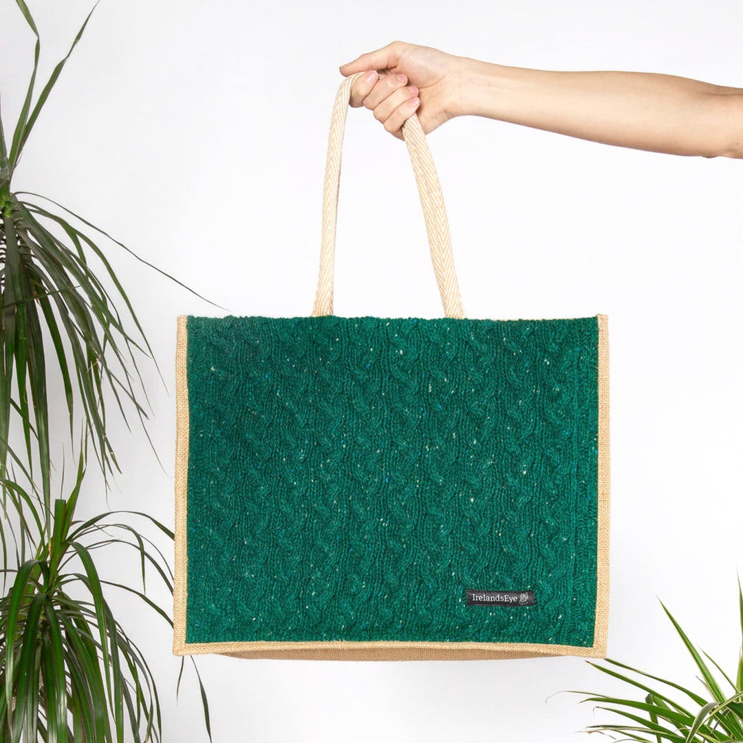 Knitted Wool Cashmere Panel Bag Green Garden - Dunedin Cashmere
