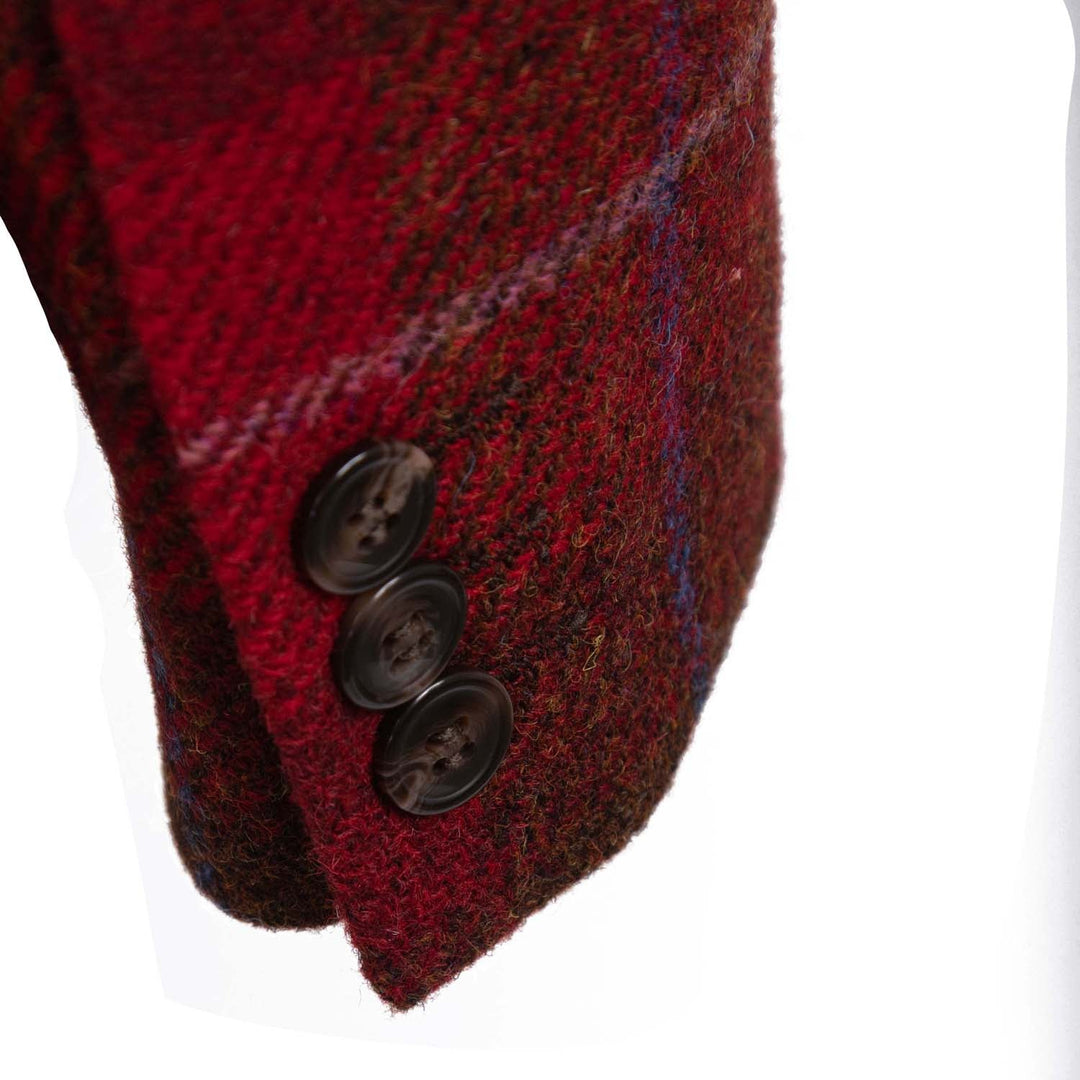 Ladies Iona Harris Tweed Jacket Ha222-A1 Red Check - Dunedin Cashmere