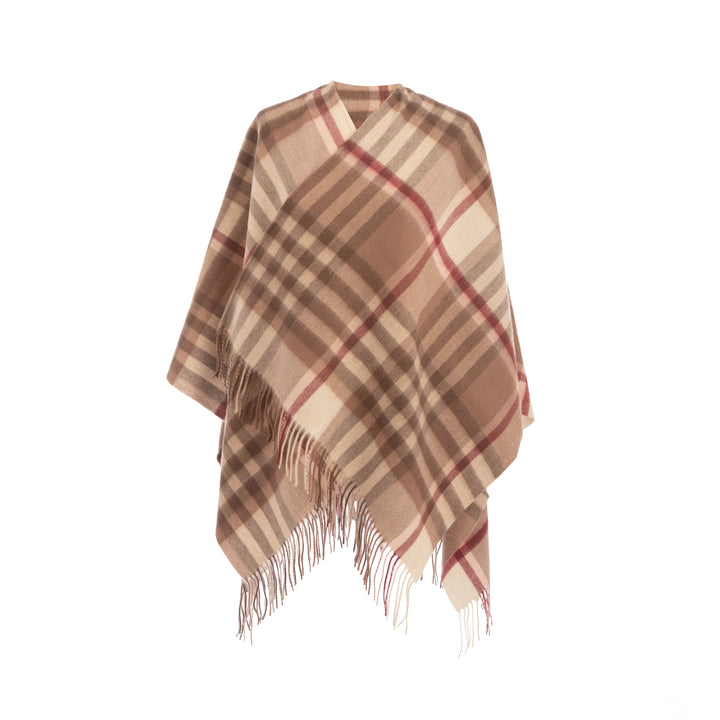 Ladies Mini Lambswool Cape Chequer Shrimp - Dunedin Cashmere