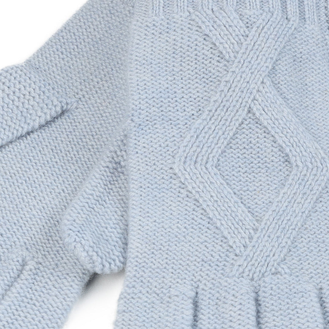 Ladies Racking Rib Detail Glove Baby Blue - Dunedin Cashmere