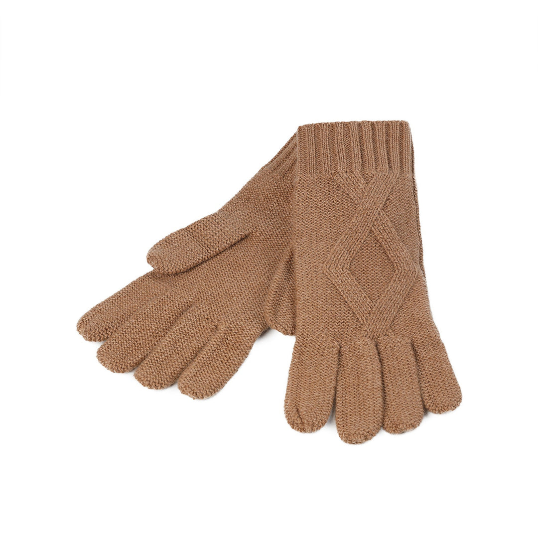 Ladies Racking Rib Detail Glove Camel - Dunedin Cashmere