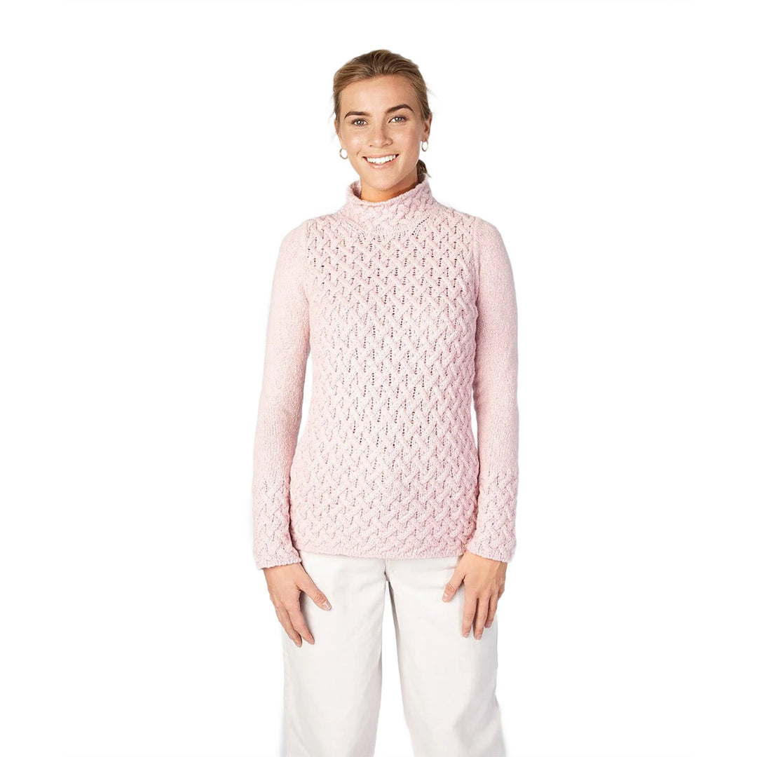 Ladies Trellis Sweater Pink Mist - Dunedin Cashmere