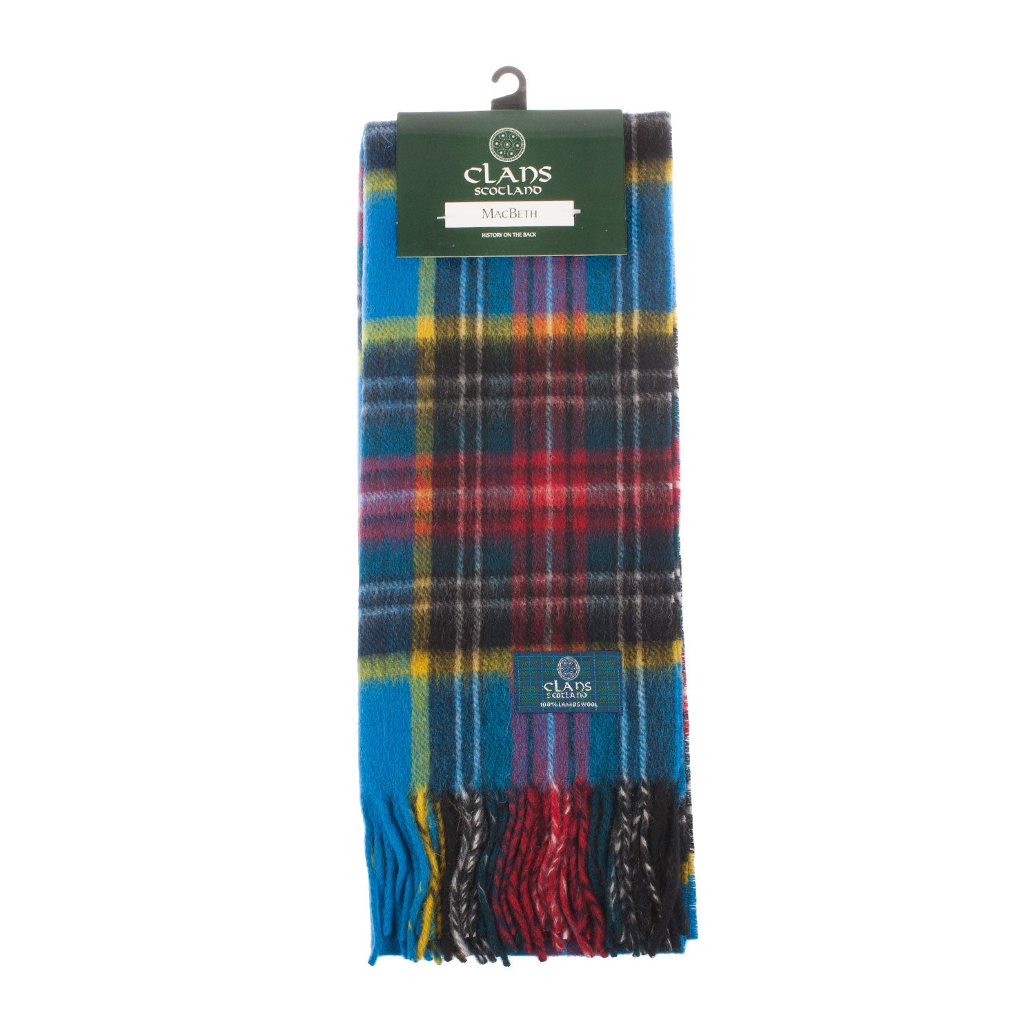 Sciarpa In Pura Lana Vergine Scozzese - Tartan Clan MacKenzie, Plaid Multicolore, Unisex, 10x54 Pollici