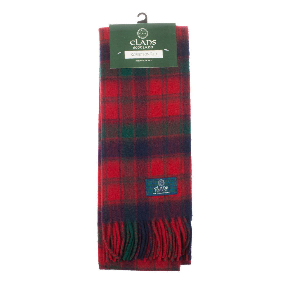 Lambswool Scottish Tartan Clan Scarf Robertson Red - Dunedin Cashmere