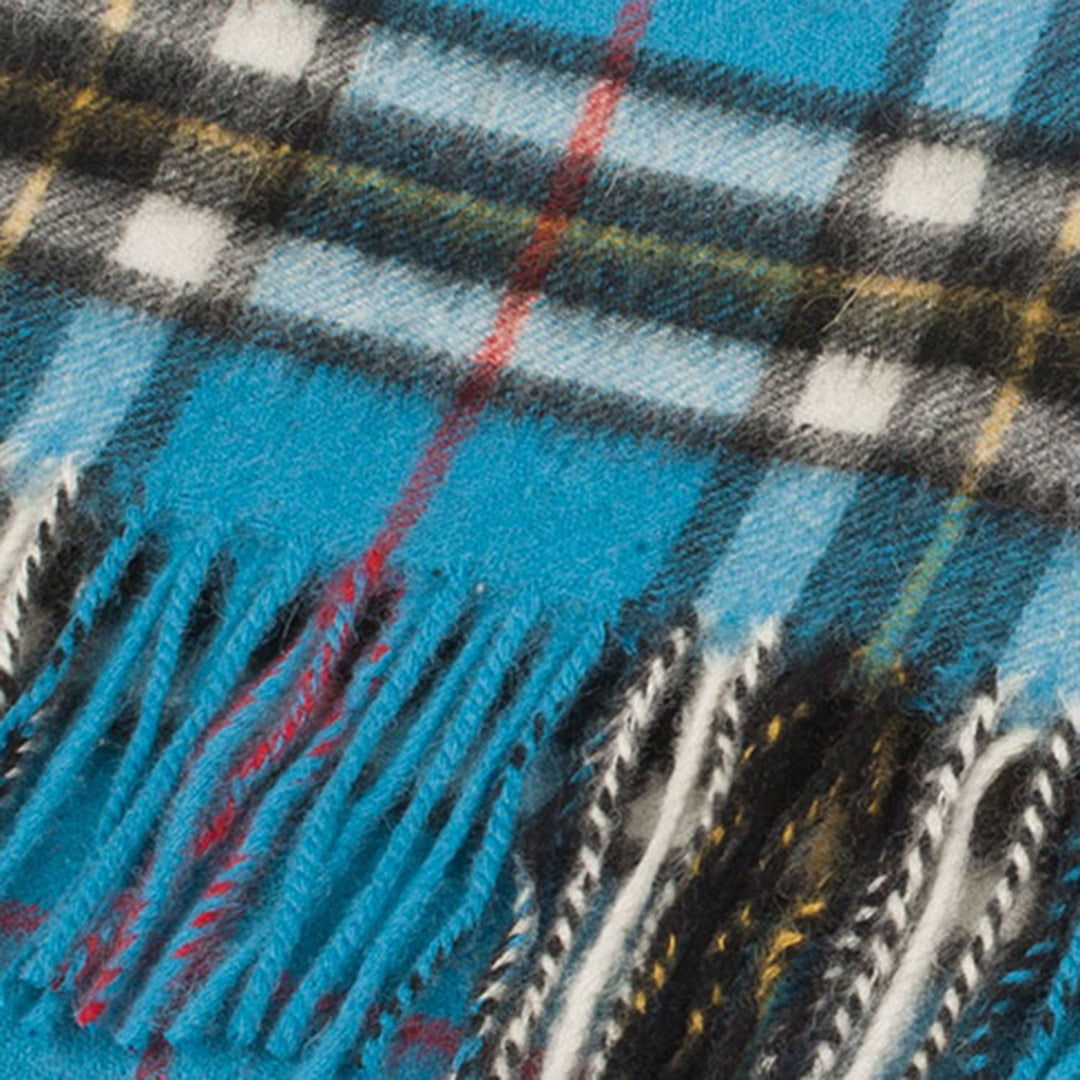 Lambswool Scottish Tartan Clan Scarf Thomson Blue - Dunedin Cashmere