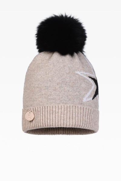 Lola Star Pom Pom Hat - Real Fur - Dunedin Cashmere