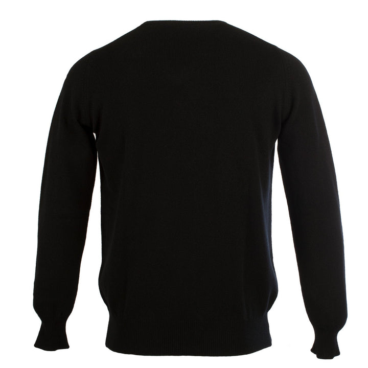 Men's Hawick Knitwear Pure Cashmere Pla Black - Dunedin Cashmere