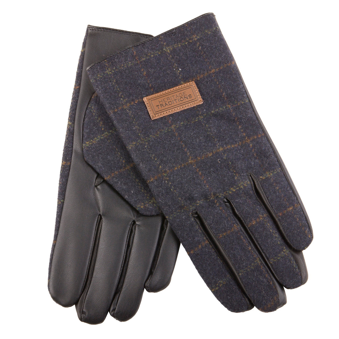 Men's Heritage Traditions Tweed Gloves Blue - Dunedin Cashmere