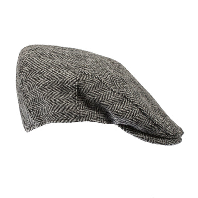 Men's Highland Harris Tweed Flat Cap Black/Grey - Dunedin Cashmere