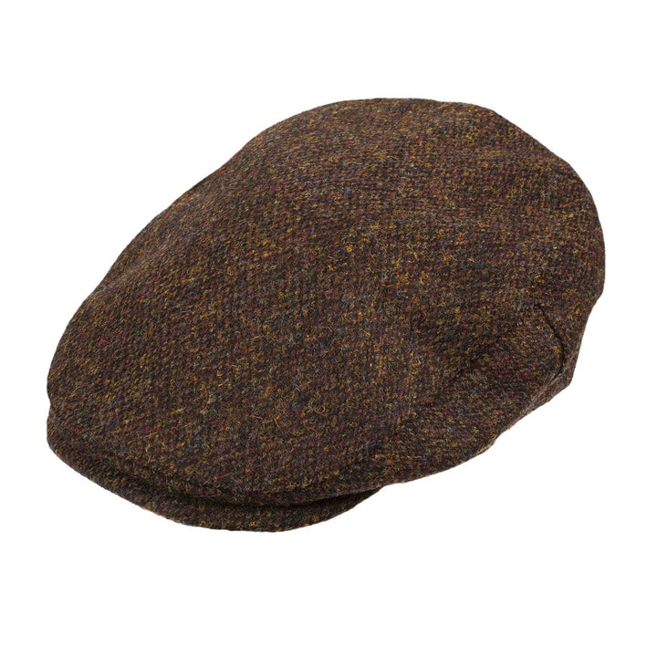 Men's Highland Harris Tweed Flat Cap Brown Barleycorn - Dunedin Cashmere