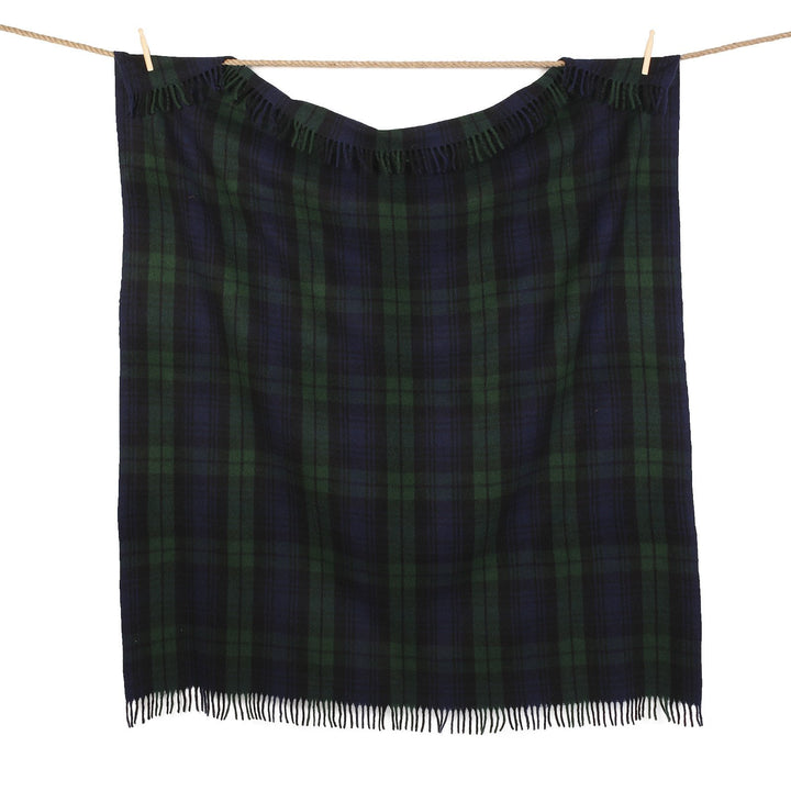 Recycled Wool Tartan Blanket Throw Black Watch - Dunedin Cashmere