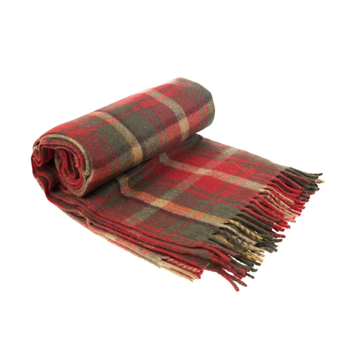 Recycled Wool Tartan Blanket Throw Dark Maple - Dunedin Cashmere
