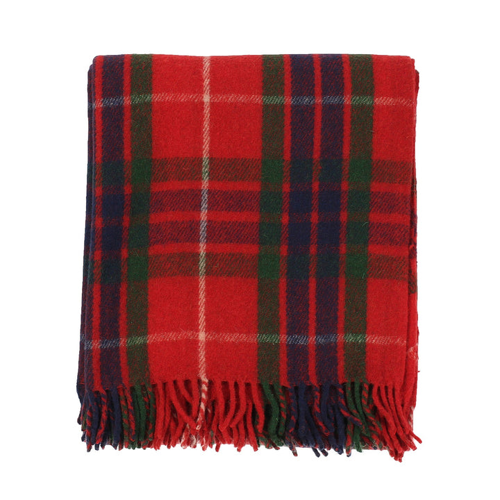 Recycled Wool Tartan Blanket Throw Fraser Red - Dunedin Cashmere