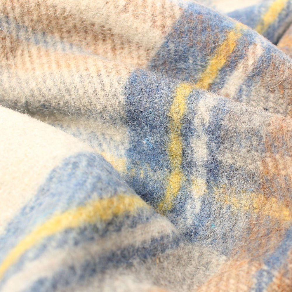 Recycled Wool Tartan Blanket Throw Stewart Muted Blue - Dunedin Cashmere