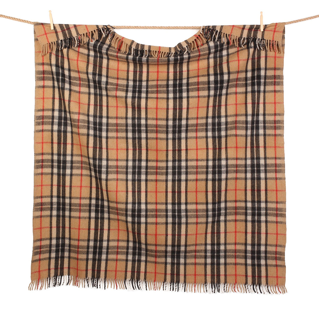 Recycled Wool Tartan Blanket Throw Thomson Camel - Dunedin Cashmere