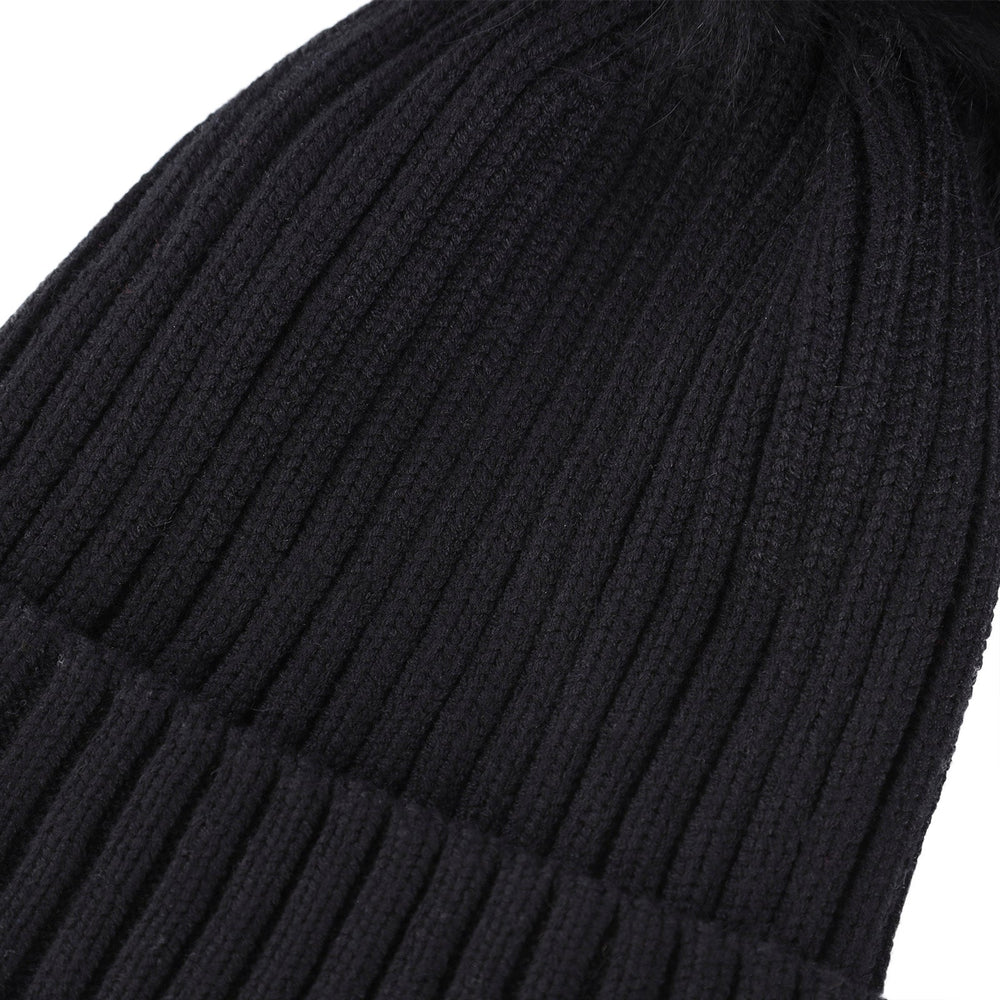 Rib Pom Hat Ft Black/Black - Dunedin Cashmere