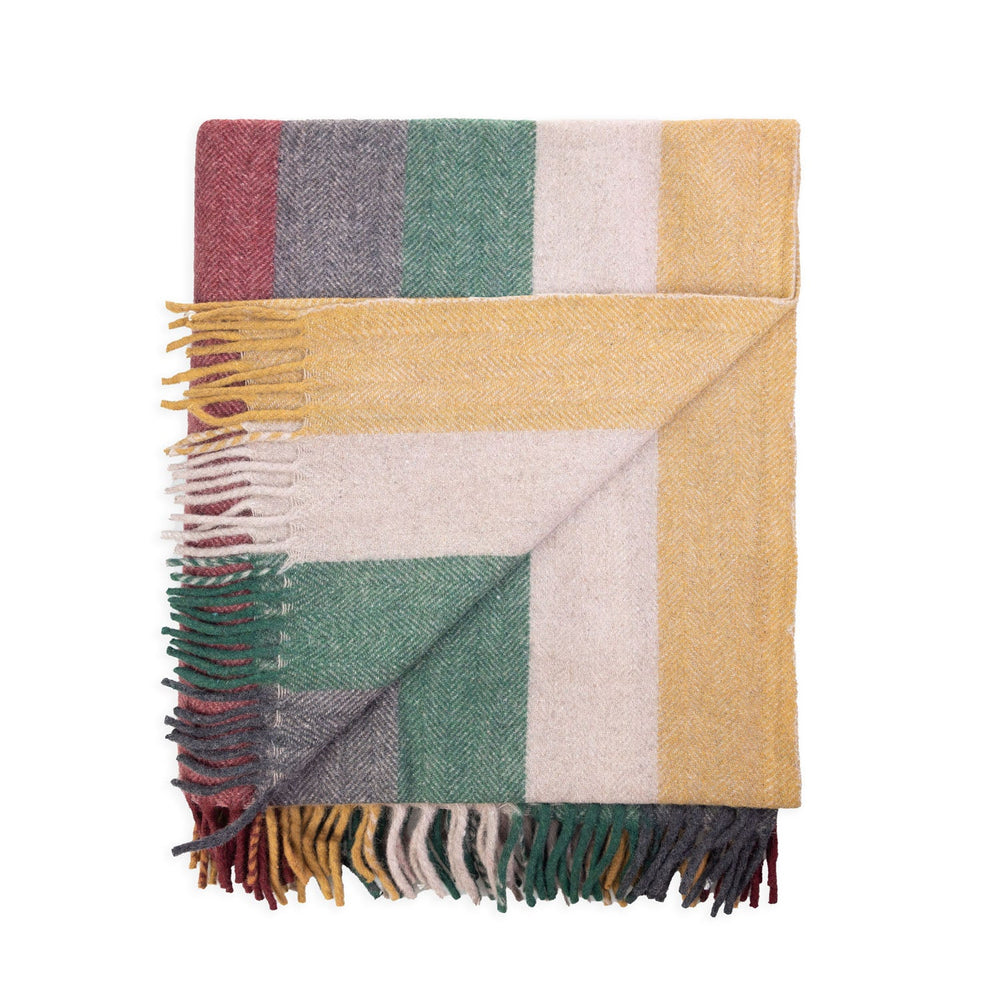 Stripe Herringbone Blanket Natural Spice - Dunedin Cashmere