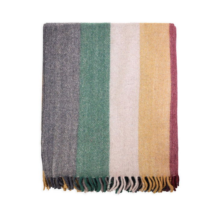 Stripe Herringbone Blanket Natural Spice - Dunedin Cashmere